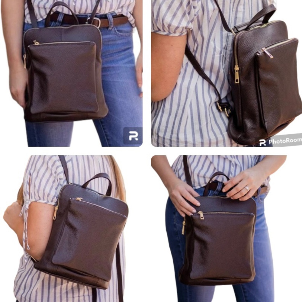 Vera Pella Convertible Backpack/Crossbody/Shoulder/Carry Bag Italian Leather - Picture 7 of 17